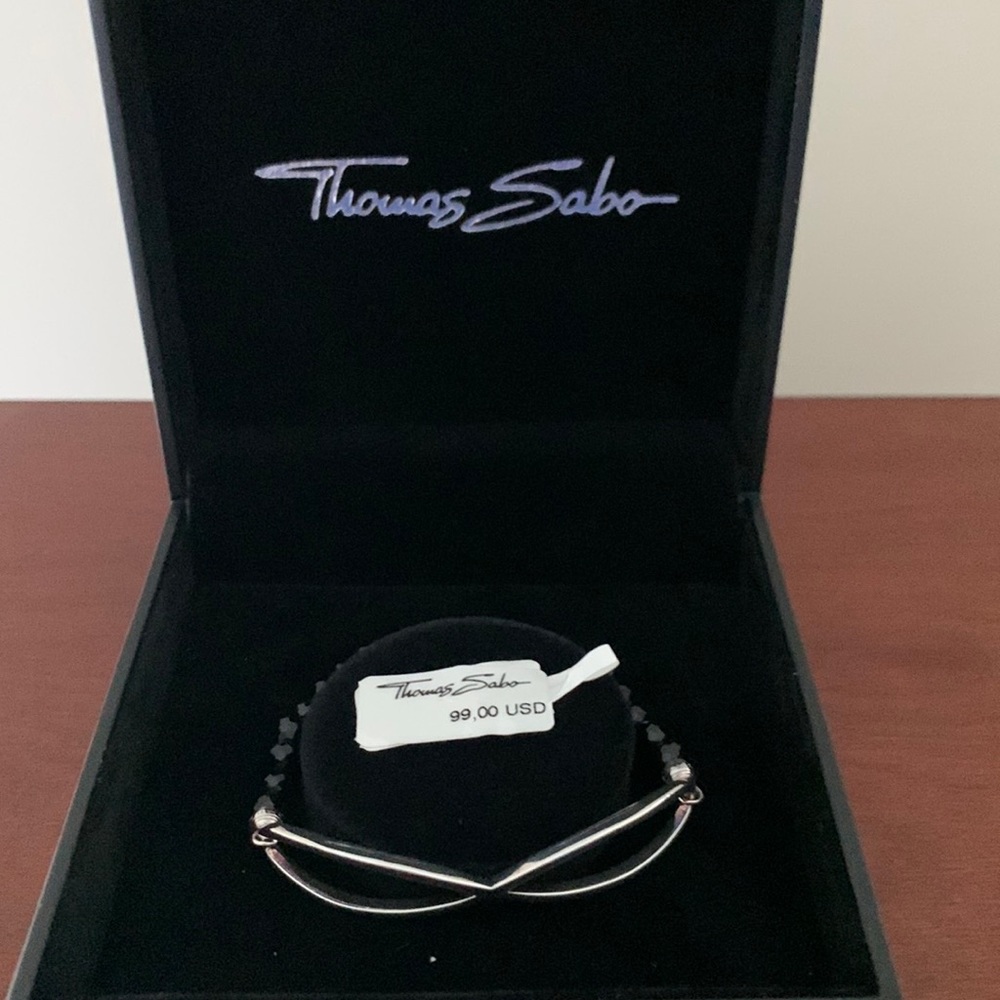 Thomas Sabo sterling silver and black bead stretch infinity bracelet